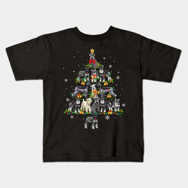 Cute Miniature Schnauzer Christmas Tree Xmas Gift Kids T-Shirt by Simpsonfft